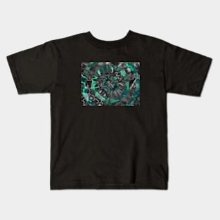 Concentric Teal in Liquid Metal Kids T-Shirt